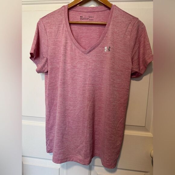 Under Armour Pink V-Neck Short Sleeve Tee - Picture 1 of 6